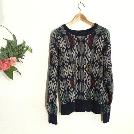 Jantzen Vintage Geometric Print Sweater mens med