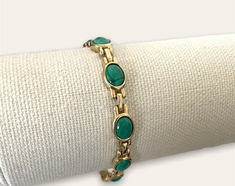 Vintage green gold clasp bracelet