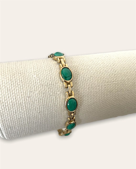 Vintage green gold clasp bracelet