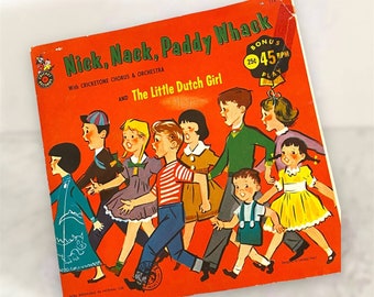 Vintage Vinyl 7” 45 RPM Cricket Records Children’s Nick Nack Paddy Whack 1950s