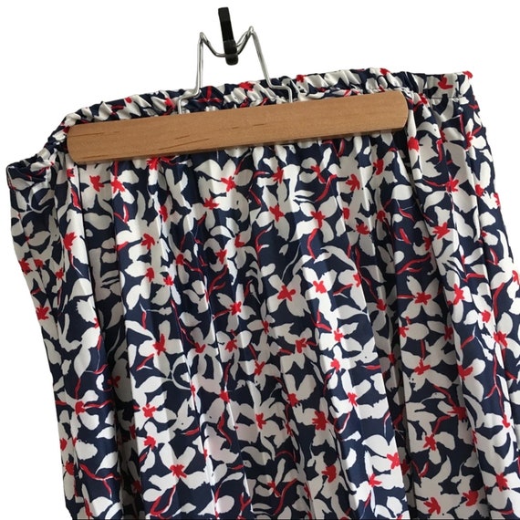 Vintage skirt pleated floral print midi skirt red… - image 8
