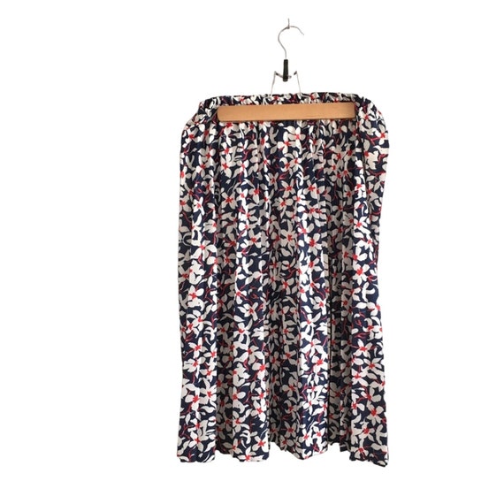 Vintage skirt pleated floral print midi skirt red… - image 6