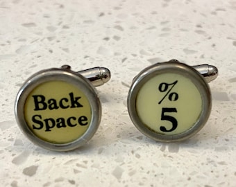 Vintage Typewriter keys Cufflinks Set writer writing Backspace 5%