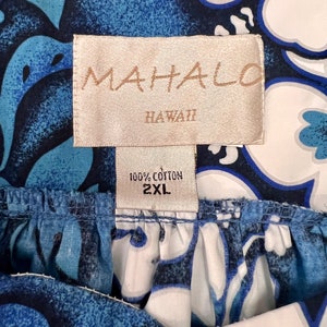 Hawaiian blue and White Hibiscus mumu muu muu Dress 2XL Floral Mahalo Hawaii Tiki afbeelding 3