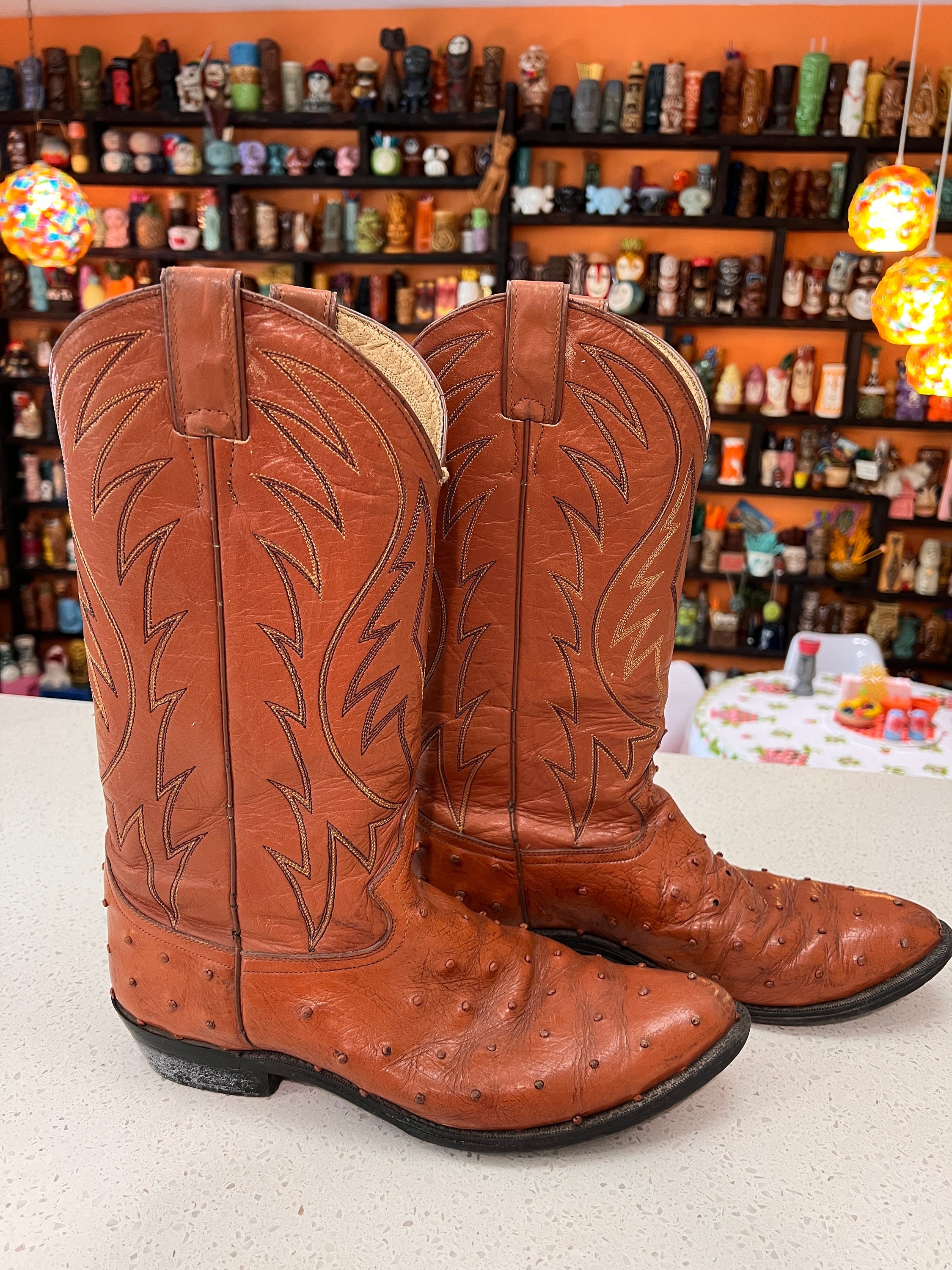 Ostrich skin top justin boots
