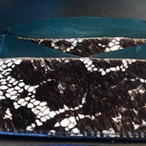 Genuine Green Leather Lace Hair Card Wallet Case Holder Credit