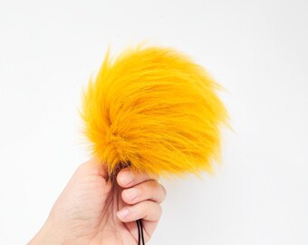 Faux Fur Pom Pom MUSTARD YELLOW
