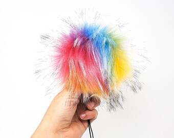 Faux Fur Pom Pom RAINBOW