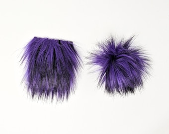 DIY Faux Fur Pom Pom Square VIOLET PURPLE