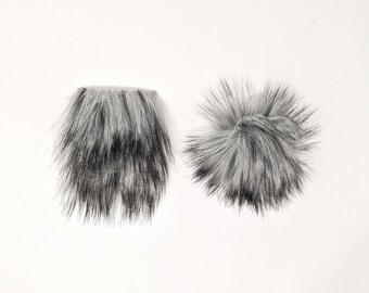 DIY Faux Fur Pom Pom Square SLATE