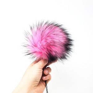 Faux Fur Pom Pom FLAMINGO