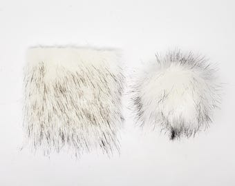 DIY Faux Fur Pom Pom Square WHITE WOLF
