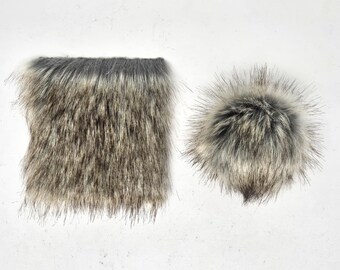 DIY Faux Fur Pom Pom Square SILVER FOX