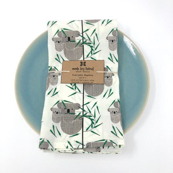 Organic Cloth Napkins In Charley Harper Koala Koala Etsy