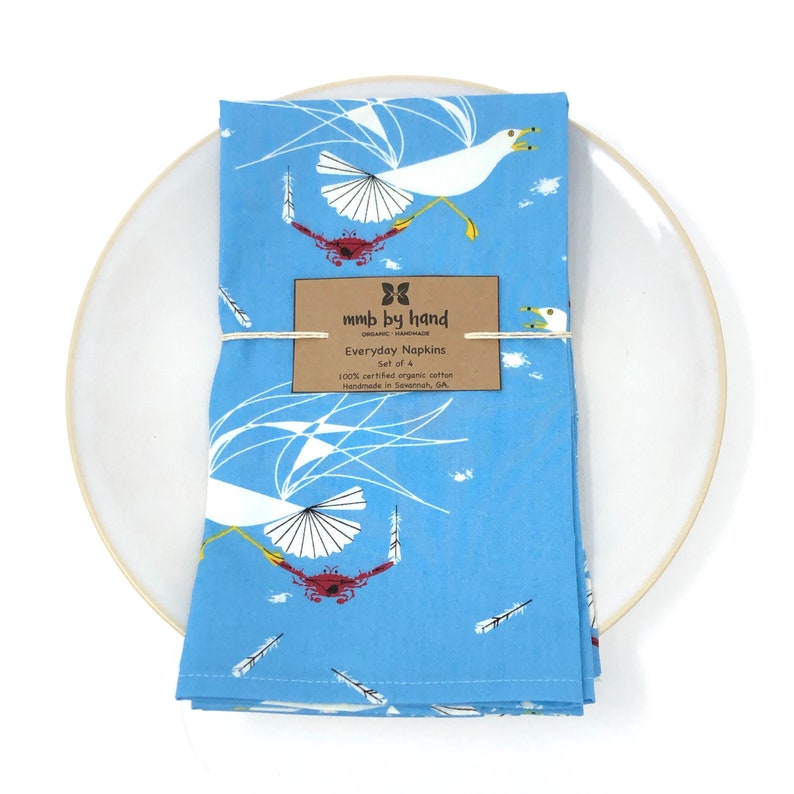 Organic Charley Harper Seagull /& Crab Cloth Napkins Set of 4