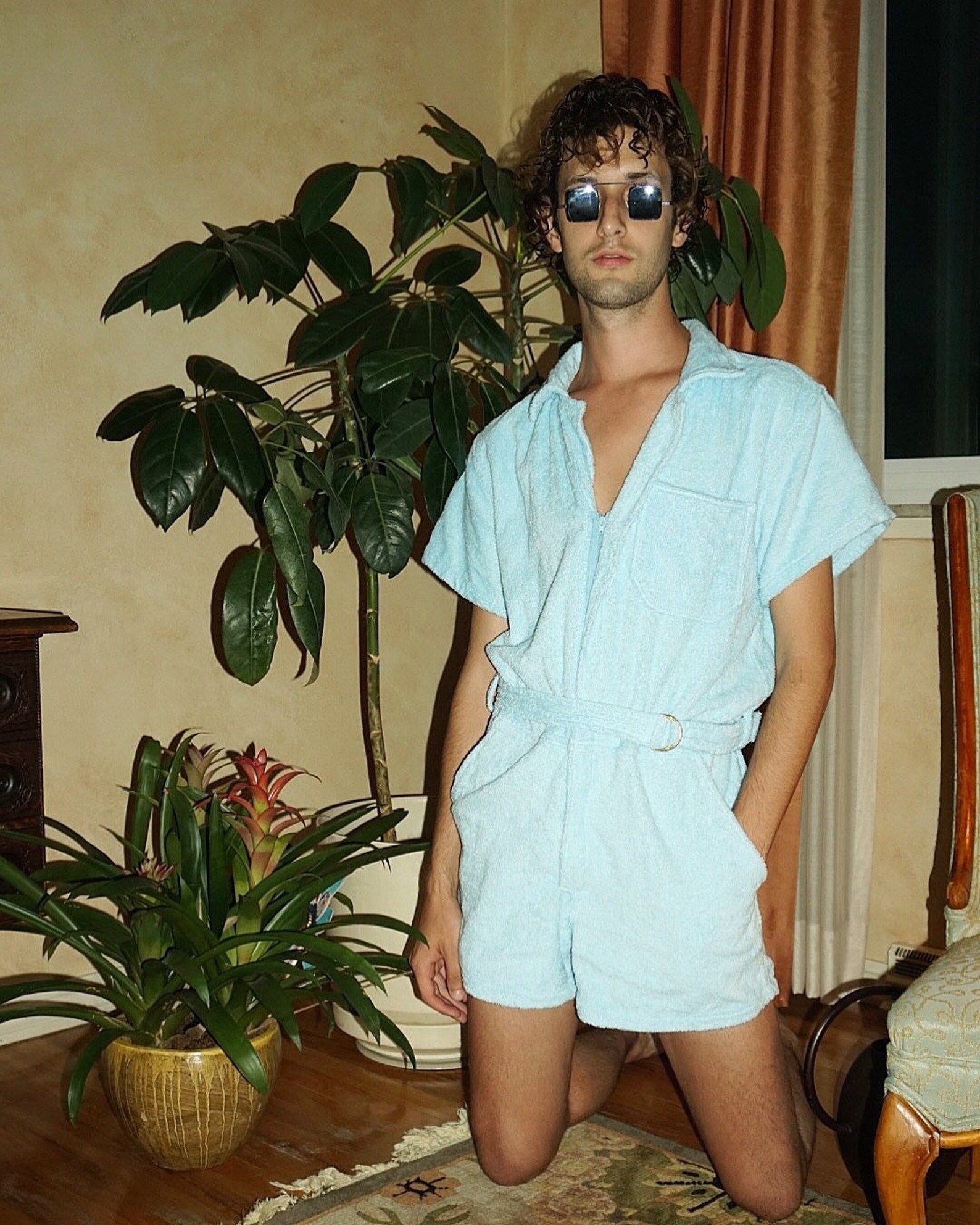 James Bond Goldfinger Romper terry man costume. Pockets zip Etsy