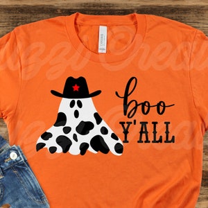 Boo Y'all SVG| Cowboy Ghost SVG| Halloween SVG| Boo Haw Svg| Western Ghost Svg| Funny Halloween Svg| Dxf| Png| Cricut Cut File