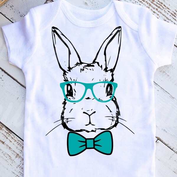 Easter Bunny with Glasses and Bow Tie SVG| Easter Bunny SVG| Easter SVG| Kids Easter Svg| Boys Easter Svg| Dxf| Png| Cricut Cut File