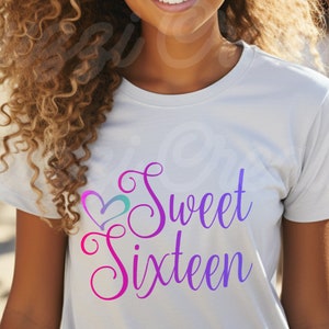 Sweet Sixteen SVG| 16th Birthday SVG| 16 Years Old SVG| Birthday Svg| Birthday Shirt Svg| Birthday Party Svg| Dxf| Png| Cricut Cut File