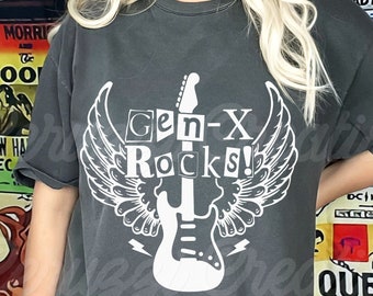 Gen X Rocks SVG| Gen X SVG| Generation X SVG| Rock Music SVG| 80's SVG| Guitar SVG| Retro SVG| Dxf| Png| Cricut Cut File
