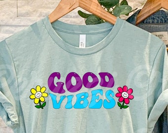Good Vibes SVG| Inspirierende SVG | Hippie SVG| Retro-Svg | Gänseblümchen Blumen SVG| Smiley-Gesicht | Glückliches Gesicht | Dxf| Png| Cricut Cut File