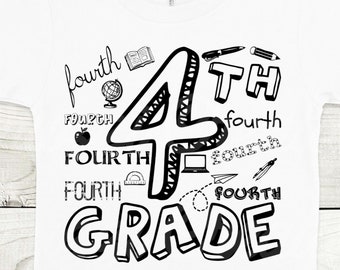 Typographie 4e année SVG| Typographie de CM1 SVG| SVG 4e année| Svg CM2 | Svg premier jour d'école | Dxf| png| Fichier de coupe Cricut