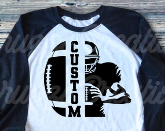 Football Player Split Design SVG| Football Player SVG| Football SVG| Custom Football Shirt Svg| Football Mom Svg| Dxf| Png| Cricut Cut File