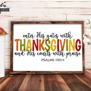 Entrez dans ses portes avec Thanksgiving et ses tribunaux avec louange SVG | Thanksgiving SVG | Signe de Thanksgiving SVG | Dxf| png| Fichier de coupe Cricut