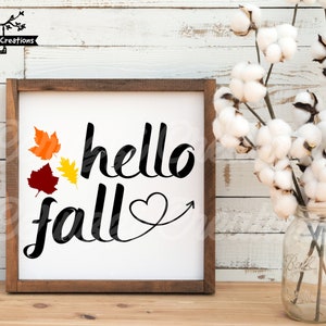 Olá outono SVG| Outono SVG| Outono SVG| Sinal de outono Svg| Camisa de outono Svg| Sinal de outono Svg| Camisa Outono Svg| Folhas Svg| Dxf| Png|Arquivo de corte Cricut