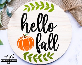 Hello Fall SVG| Fall SVG| Autumn SVG| Pumpkin Door Sign Svg| Fall Door Sign Svg| Autumn Door Sign Svg| Dxf| Png| Cricut Cut File