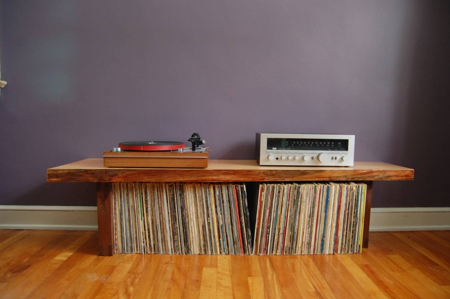 Solid Walnut / Douglas Fir Record Player Table / Shelf - Low