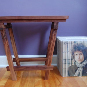 Beautiful Solid Walnut Record Player Table and LP Holder for 12 Vinyl LPs Holds 70 x 12 Vinyls Very Nice Record Storage image 2