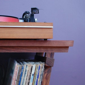 Beautiful Solid Walnut Record Player Table and LP Holder for 12 Vinyl LPs Holds 70 x 12 Vinyls Very Nice Record Storage image 3