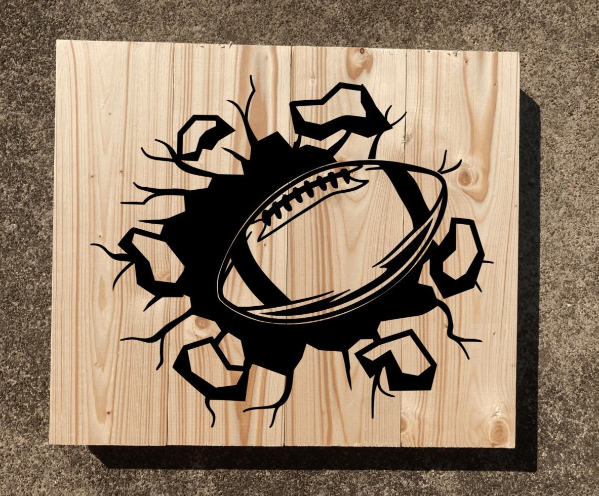 FOOTBALL WOODEN SIGN wood burned sign hand painted sign Etsy