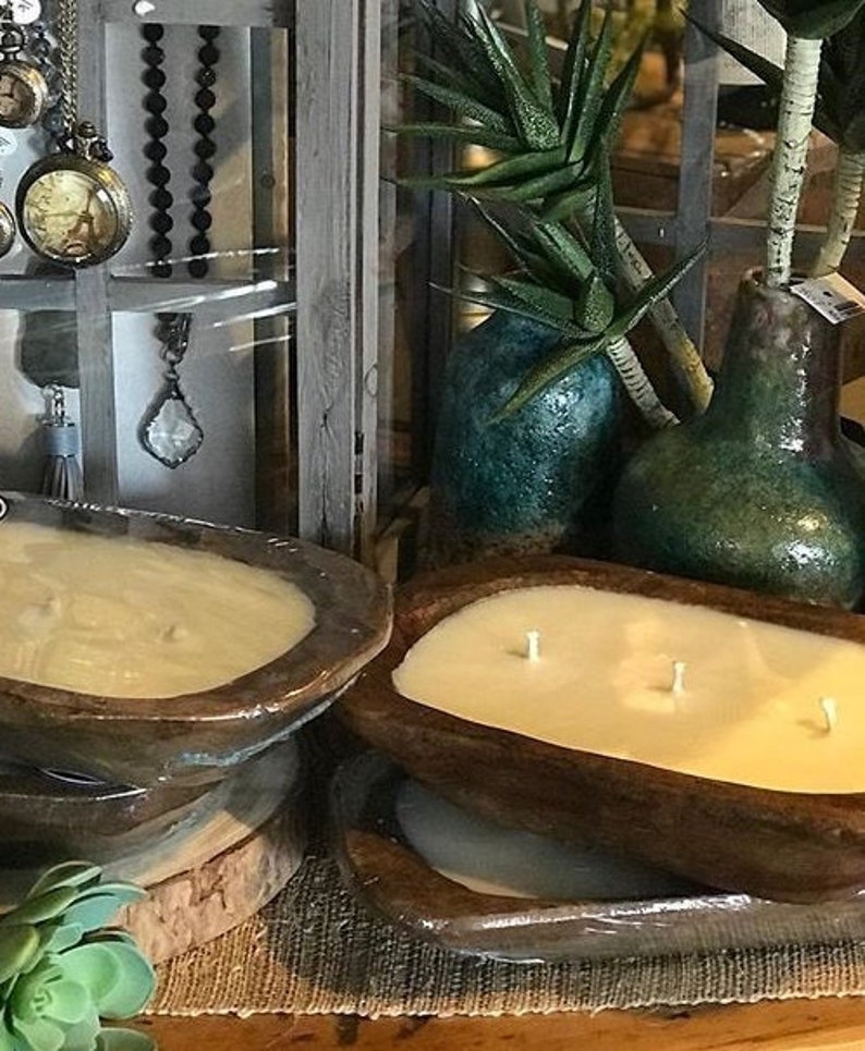 Wooden dough bowl Candle | Etsy