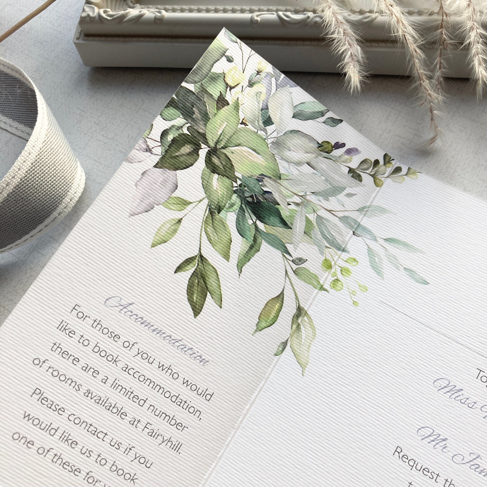 Frances Gatefold Wedding Invitation and RSVP. Eucalyptus / - Etsy UK