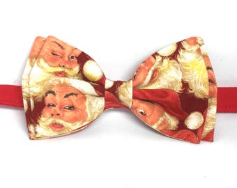 Santa Bow Tie, Holiday Bow Tie, Christmas Bow Tie, Xmas Bow Tie, Mens Bow Tie, Vintage Santa Bow Tie, Toddler Bow Tie, Boys Bow Tie,