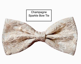 Gold Bow Tie, Gold White Bow Tie, Gold Mens Bow Tie, Champagne Bow Tie, Gold Boys Bow Tie, Clip-on Bow Tie, Gold Brocade Bow Tie