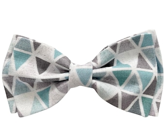 Blue Gray Bow Tie Turquoise Gray Easter Bowtie Geometric Bow Tie Gray Blue White Bow Tie Boys Bow Tie Easter Toddler Bow Tie Grey Light Blue