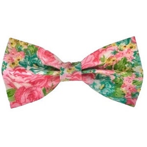 Pink Floral Bow Tie Summer Rose Print Boys Baby Toddler Garden Wedding Pocket Square Self Tie Bow Tie Father Son Ring Bearer