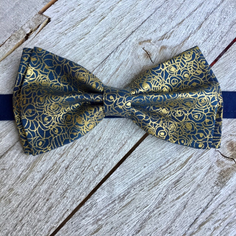 Blue Gold Bow Tie Toddler Bow Tie Gold Metallic Bow Tie Etsy