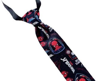Boys Slim Skinny Spider Tie Comic Superhero Red Black Pre-tied Toddler Baby Youth Necktie