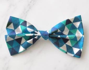 Blue Geometric Bow Tie Mens Boys Baby Teal Pattern Wedding Pre Tied Formal Tie