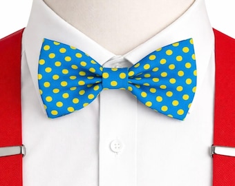 Roger Rabbit Bow Tie Blue Yellow Polka Dot Costume Oversized Clip-On Boys Cosplay