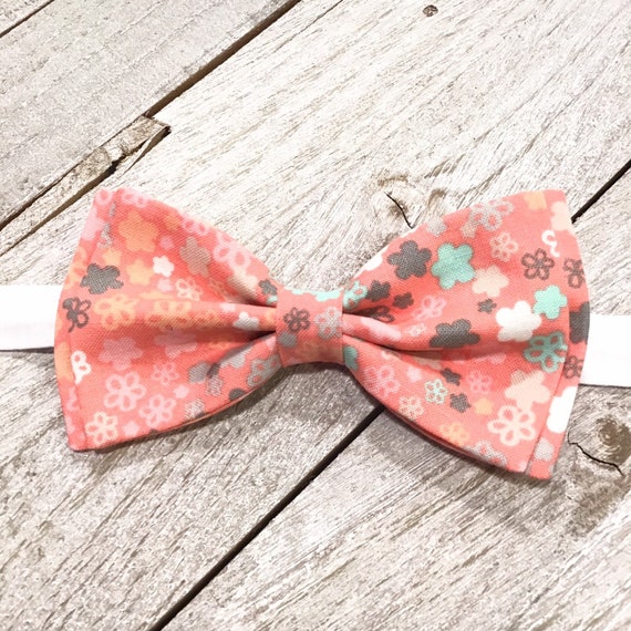 Coral and gray bow tie outlet