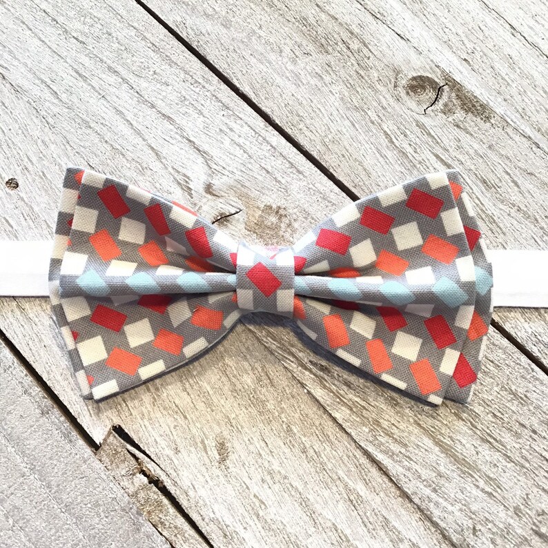 Mens Bow Tie Gray Coral Bow Tie Gray White Bow Tie Boys Etsy