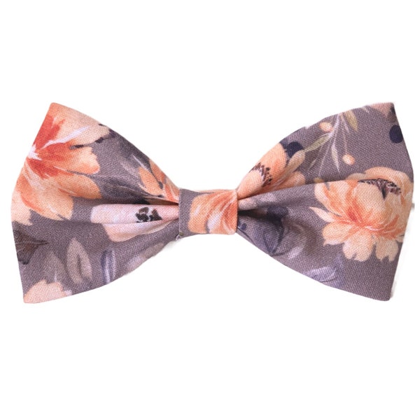 Orange Floral Bow Tie, Orange Gray Bow Tie, Peach Grey Bow Tie, Fall Bow Tie, Boys BowTie, Toddler Bow Tie, Pocket Square, Fall Bowtie