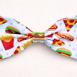 Food Print Bow Tie – Pizza Burger Fries Hot Dog Novelty for Men Boys