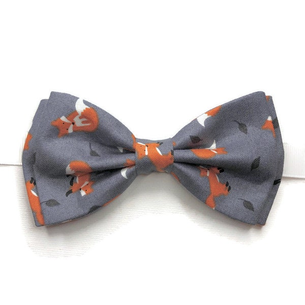 Fox Hunt Bow Tie, Fox Bow Tie, Mens Fox Bow Tie, Gray Orange Bow Tie, Gray Fox Bow Tie, Toddler Bow Tie, Kids Bow Tie, Boys Bow Tie, Clip-on