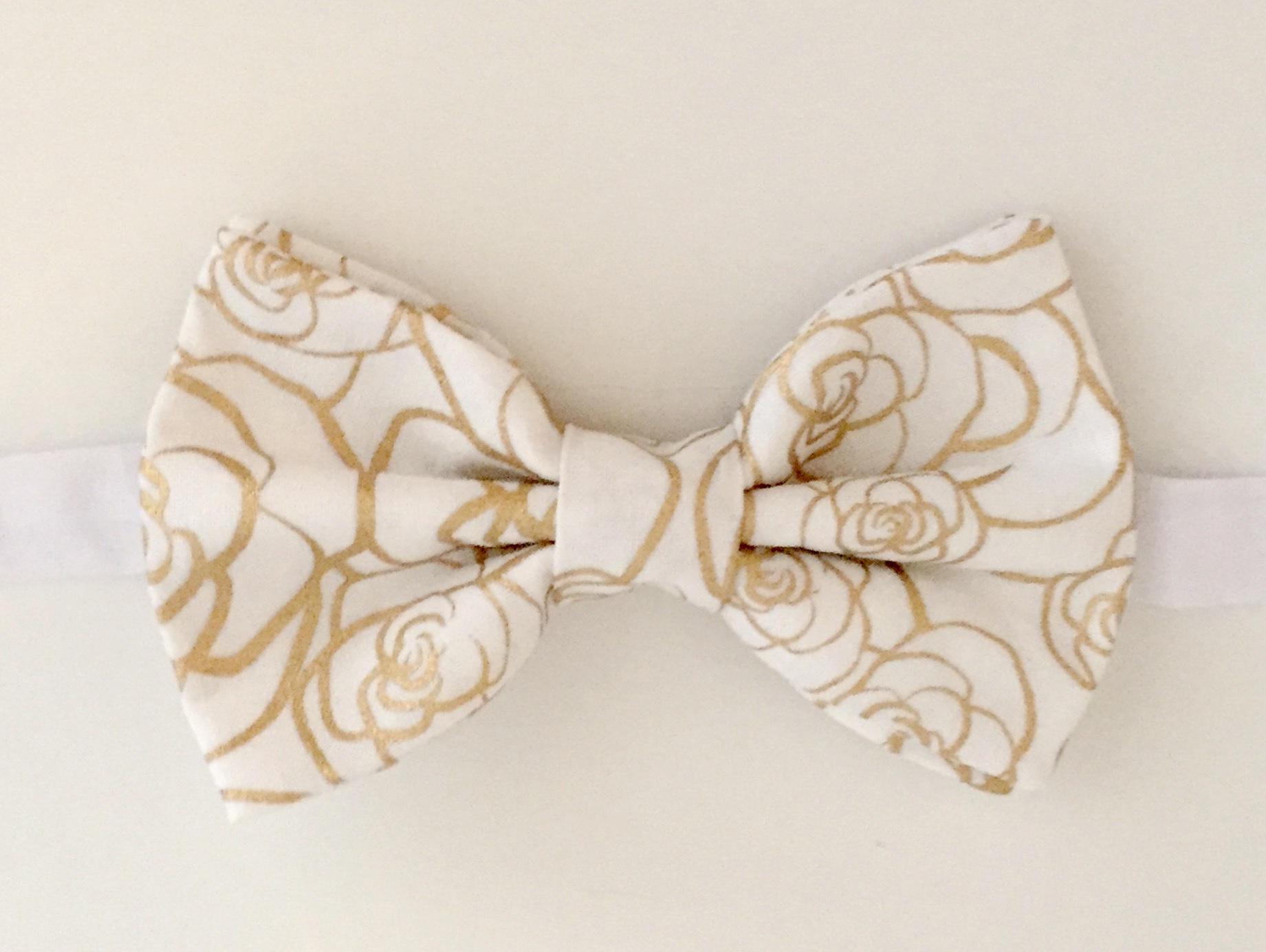White and gold bow cheap tie